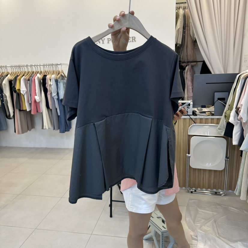 FUNNY POWDER韓國直郵女裝新品職業休閑推薦真品T恤撞色THE FUNNYT恤圖色4