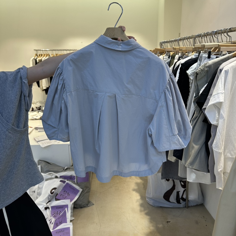 EYEFUL-Q韓國直郵女裝新品休閑推薦時尚人氣襯衫蕾絲衫短款eyeful襯衫/蕾絲衫