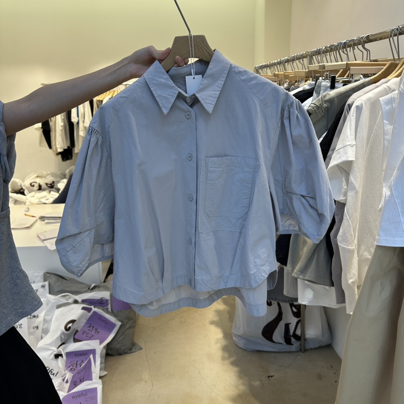 EYEFUL-Q韓國直郵女裝新品休閑推薦時尚人氣襯衫蕾絲衫短款eyeful襯衫/蕾絲衫圖色2