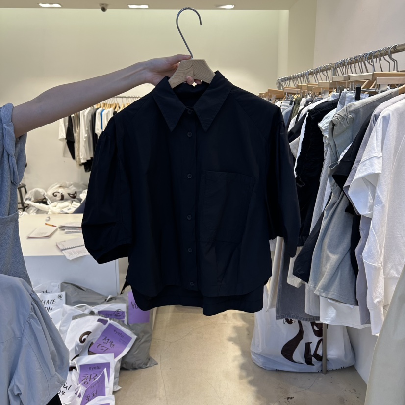 EYEFUL-Q韓國直郵女裝新品休閑推薦時尚人氣襯衫蕾絲衫短款eyeful襯衫/蕾絲衫圖色3