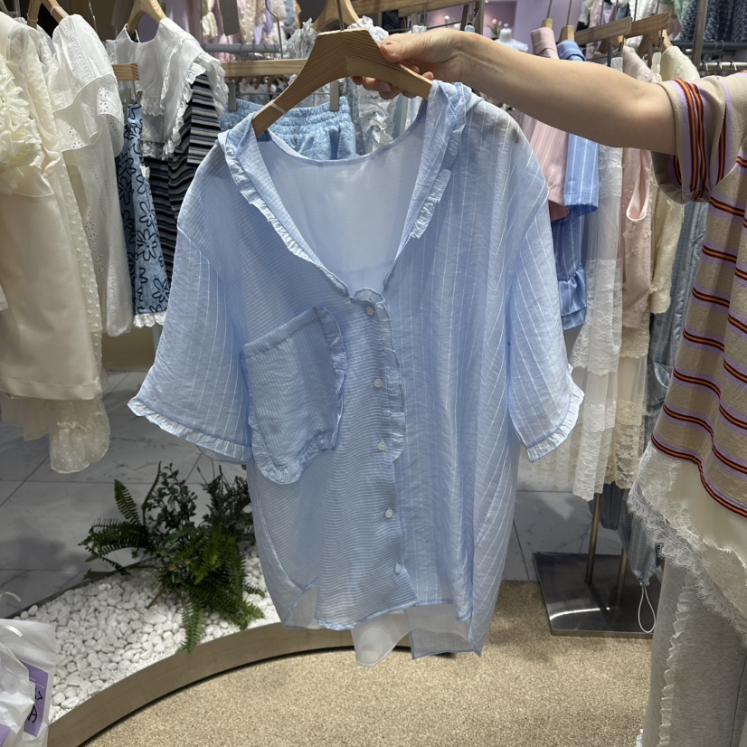 VIRUS韓國直郵實拍女士新款時尚26春夏，26夏季襯衫蕾絲衫VIRUS襯衫/蕾絲衫圖色2