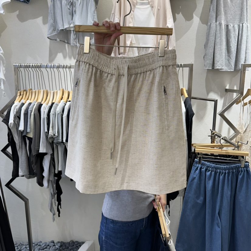 HIPTIQUE東大門實拍韓國女裝新款休閑推薦熱賣人氣短裙亞麻HIPTIQUE短裙圖色2