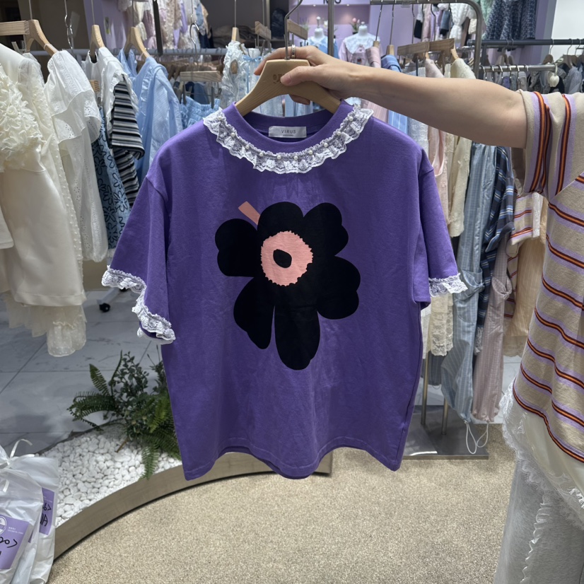 VIRUS韓國直郵女裝新品26春夏，26夏季時尚推薦職業熱賣T恤VIRUST恤圖色2
