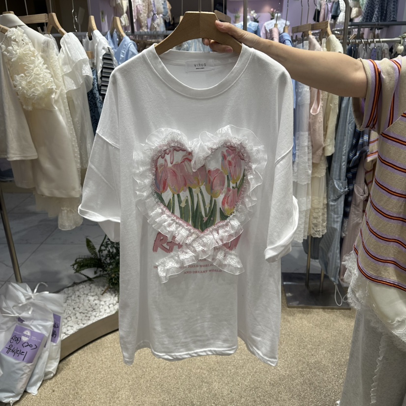 VIRUS韓國東大門直郵女裝新品26春夏，26夏季職業休閑T恤VIRUST恤圖色1