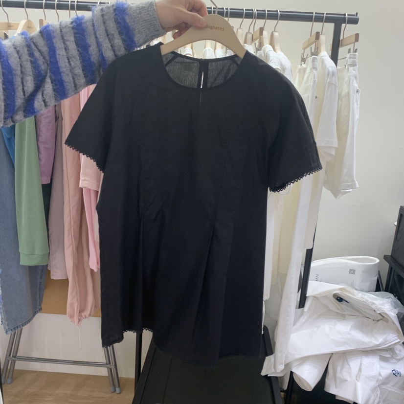 SPAGHETTI韓國直郵女士新品休閑時尚人氣推薦襯衫蕾絲衫褶裥spaghetti襯衫/蕾絲衫圖色2