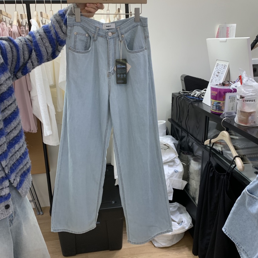 SPAGHETTI東大門實拍韓國女士新品26春夏，26夏季牛仔褲亞麻spaghetti牛仔褲圖色1