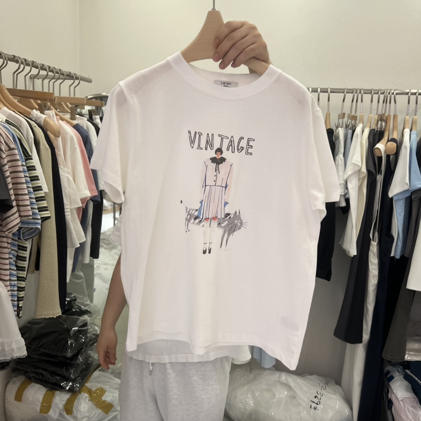 LELEN韓國直郵女士新款休閑時尚職業人氣26春夏，26夏季T恤復古LELENT恤圖色1