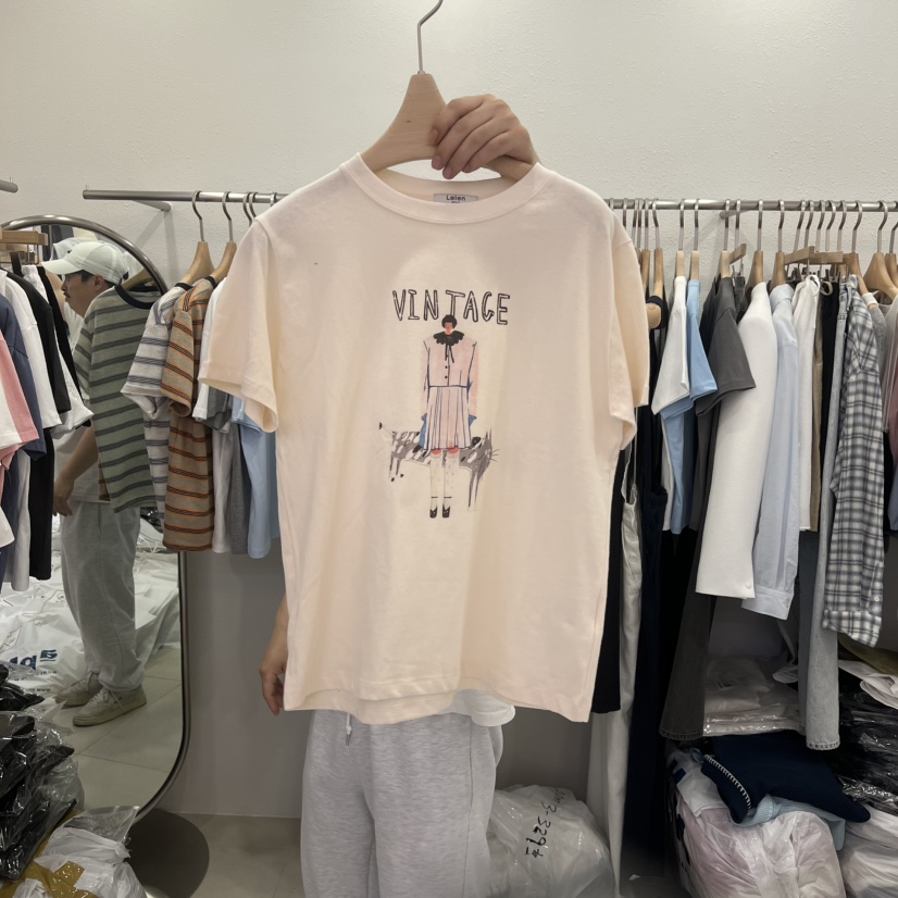 LELEN韓國直郵女士新款休閑時尚職業人氣26春夏，26夏季T恤復古LELENT恤圖色2