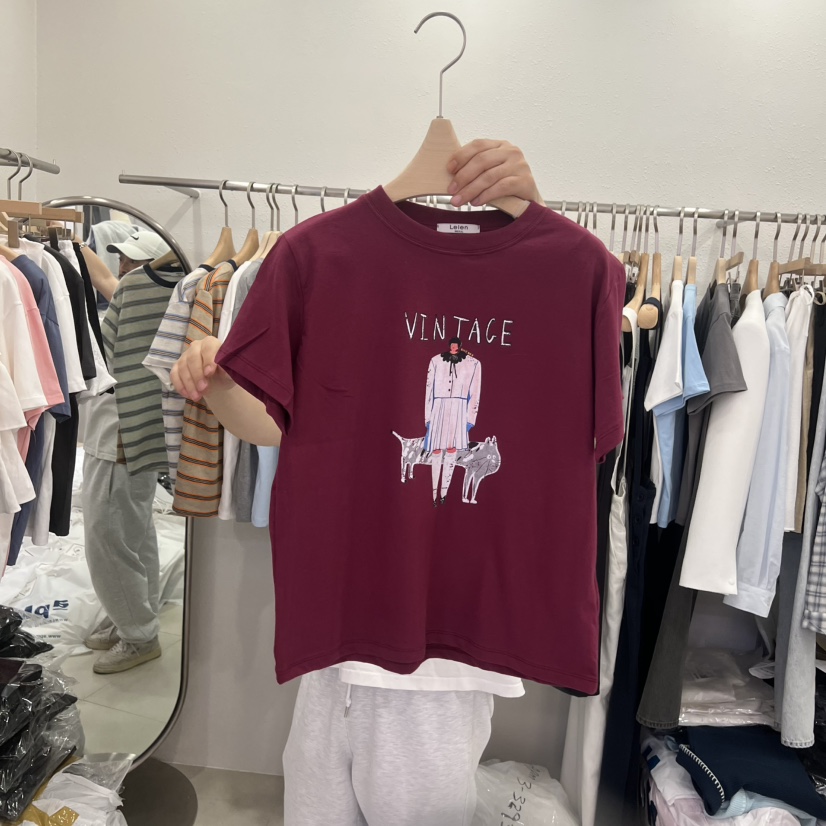 LELEN韓國直郵女士新款休閑時尚職業人氣26春夏，26夏季T恤復古LELENT恤圖色3