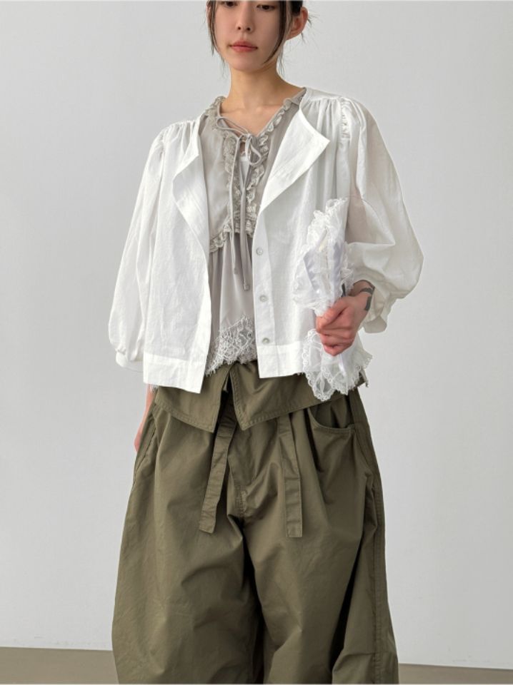 LIVE FOREVER韓國東大門直郵女裝新款休閑職業襯衫蕾絲衫LIVE FOR_EVER襯衫/蕾絲衫