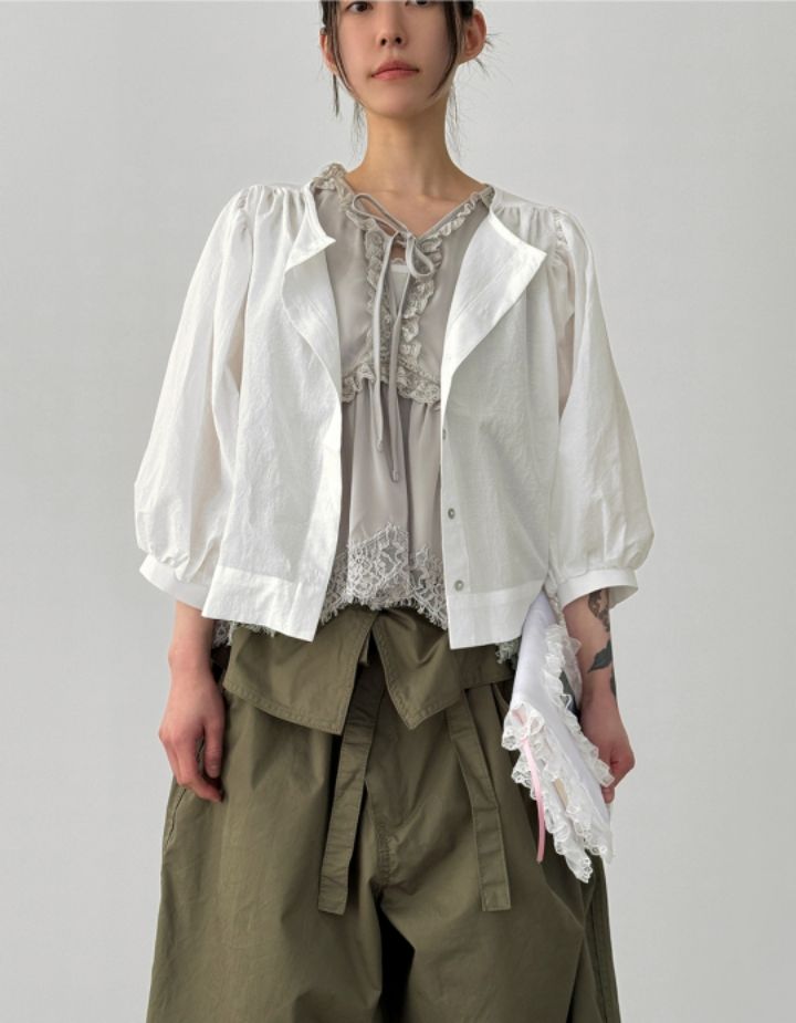 LIVE FOREVER韓國東大門直郵女裝新款休閑職業襯衫蕾絲衫LIVE FOR_EVER襯衫/蕾絲衫