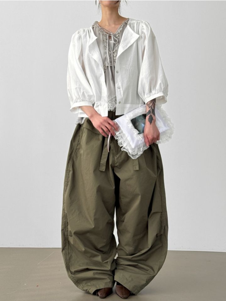 LIVE FOREVER韓國東大門直郵女裝新款休閑職業襯衫蕾絲衫LIVE FOR_EVER襯衫/蕾絲衫