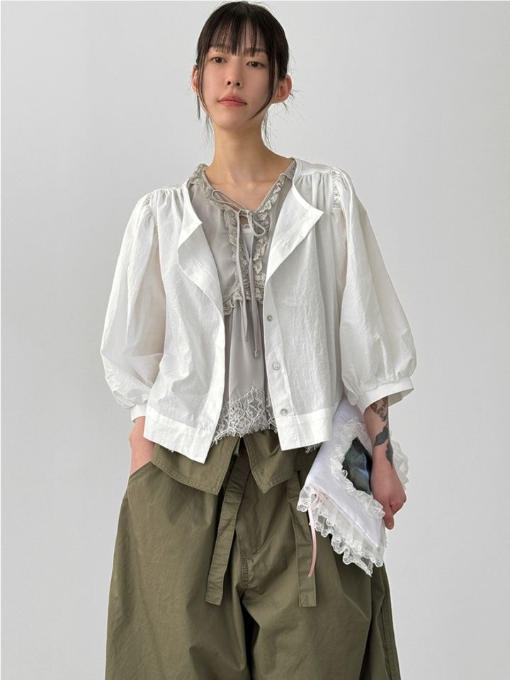 LIVE FOREVER韓國東大門直郵女裝新款休閑職業襯衫蕾絲衫LIVE FOR_EVER襯衫/蕾絲衫