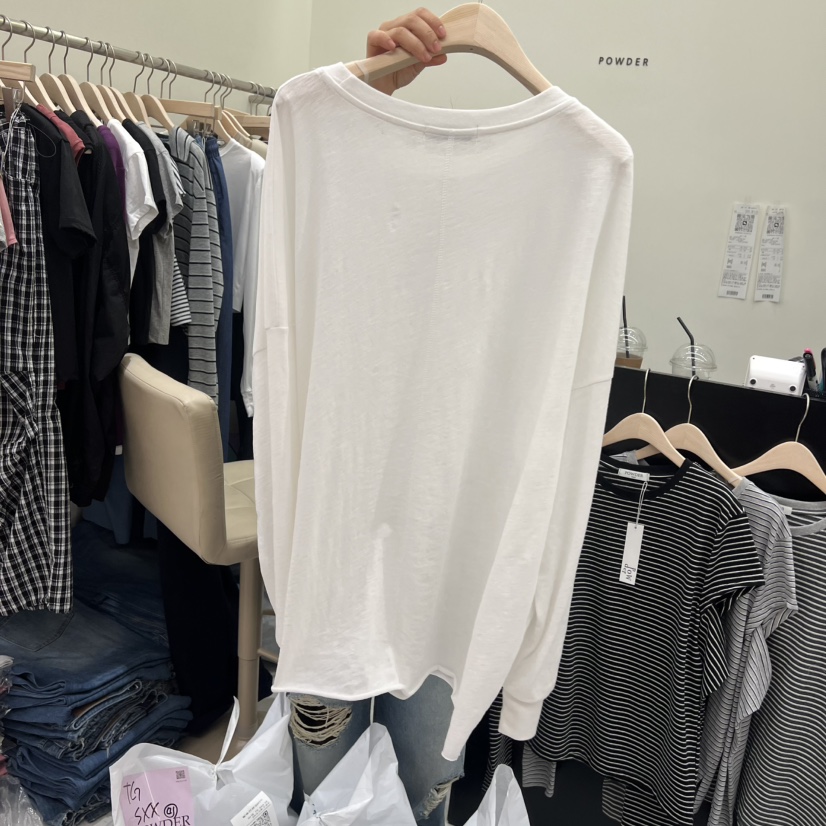 POWDER韓國東大門代購女裝新品26夏季職業休閑人氣長袖T恤POWDER長袖T恤