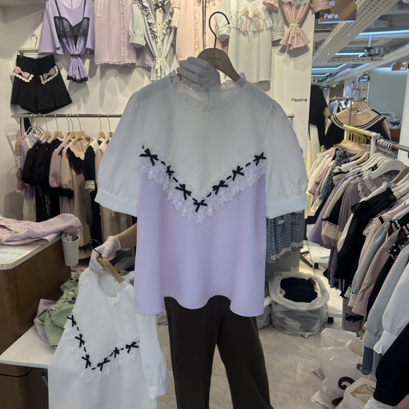 PAPA韓國直郵女裝新品休閑推薦職業人氣26夏季襯衫蕾絲衫Papaine/HALMADE襯衫/蕾絲衫圖色3