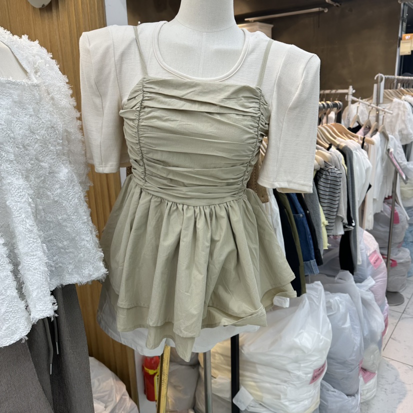 SAGE BRUSH韓國代購女士新品職業推薦休閑時尚套裝套裝褶皺SAGE BRUSH套裝圖色1