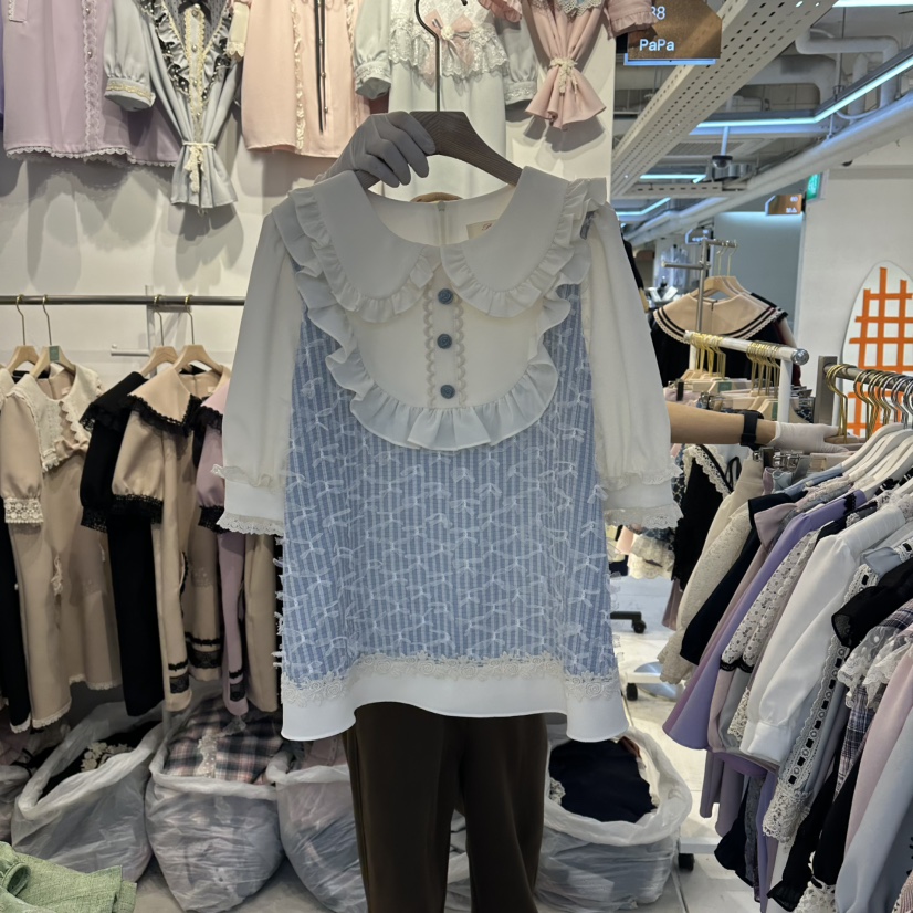 PAPA韓國東大門直郵女士新品推薦人氣26夏季職業襯衫蕾絲衫Papaine/HALMADE襯衫/蕾絲衫圖色2