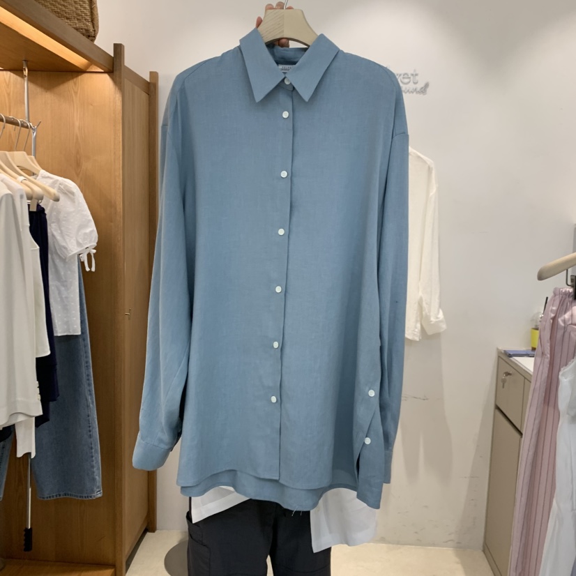 VELVET UNDERGROUND韓國直郵女士新品休閑襯衫蕾絲衫亞麻紐扣VELVET UNDERGROUND襯衫/蕾絲衫圖色1