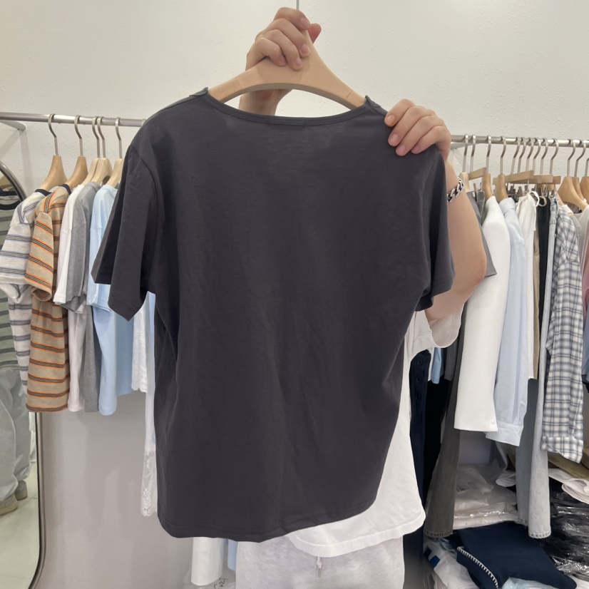 LELEN韓國東大門直郵女士新品26夏季時尚職業26春夏T恤V領LELENT恤