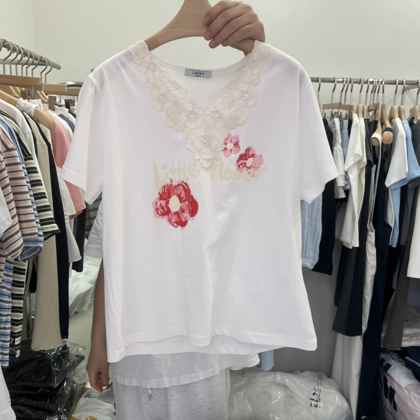 LELEN韓國東大門直郵女士新品26夏季時尚職業26春夏T恤V領LELENT恤圖色1