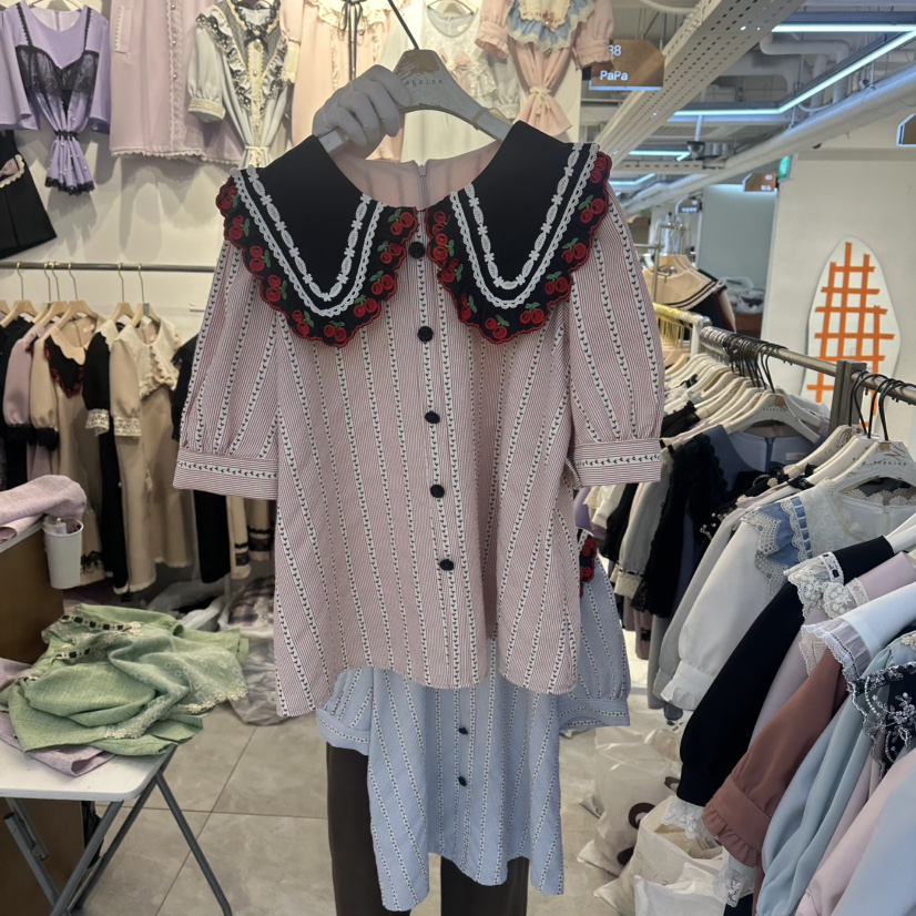 PAPA韓國直郵女士新款時尚26夏季推薦職業26春夏襯衫蕾絲衫Papaine/HALMADE襯衫/蕾絲衫圖色2