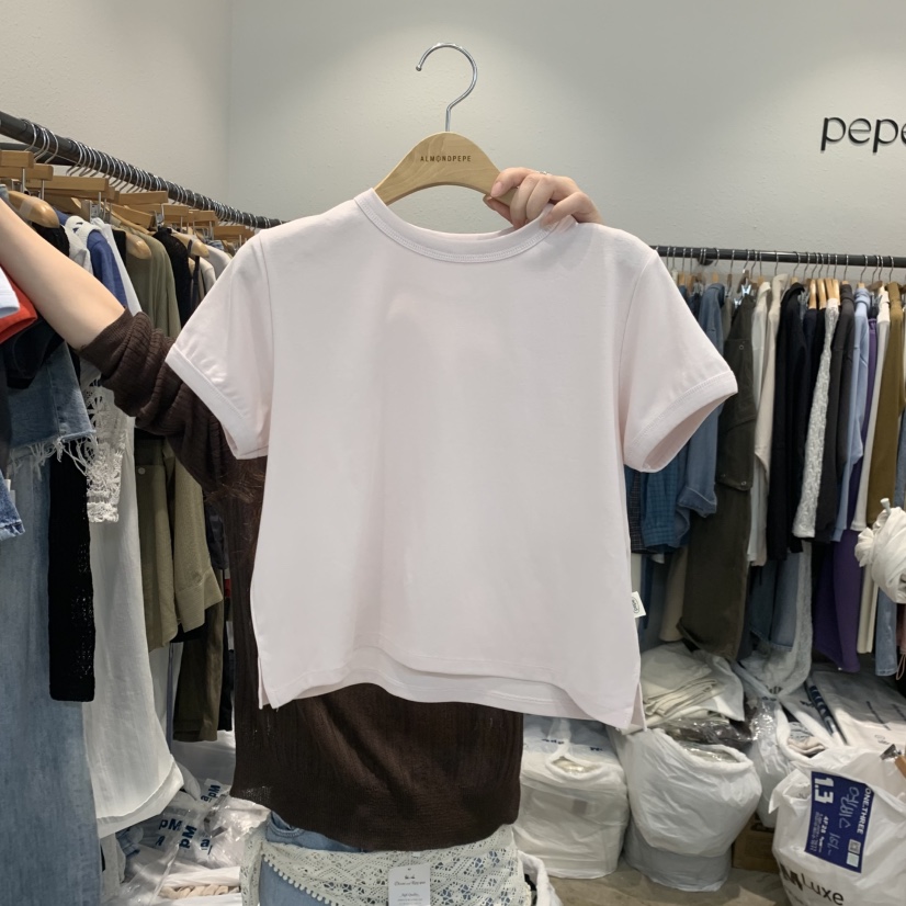 ALMOND PEPE韓國直郵實拍女裝新款職業推薦休閑26春夏T恤ALMOND PEPET恤圖色2
