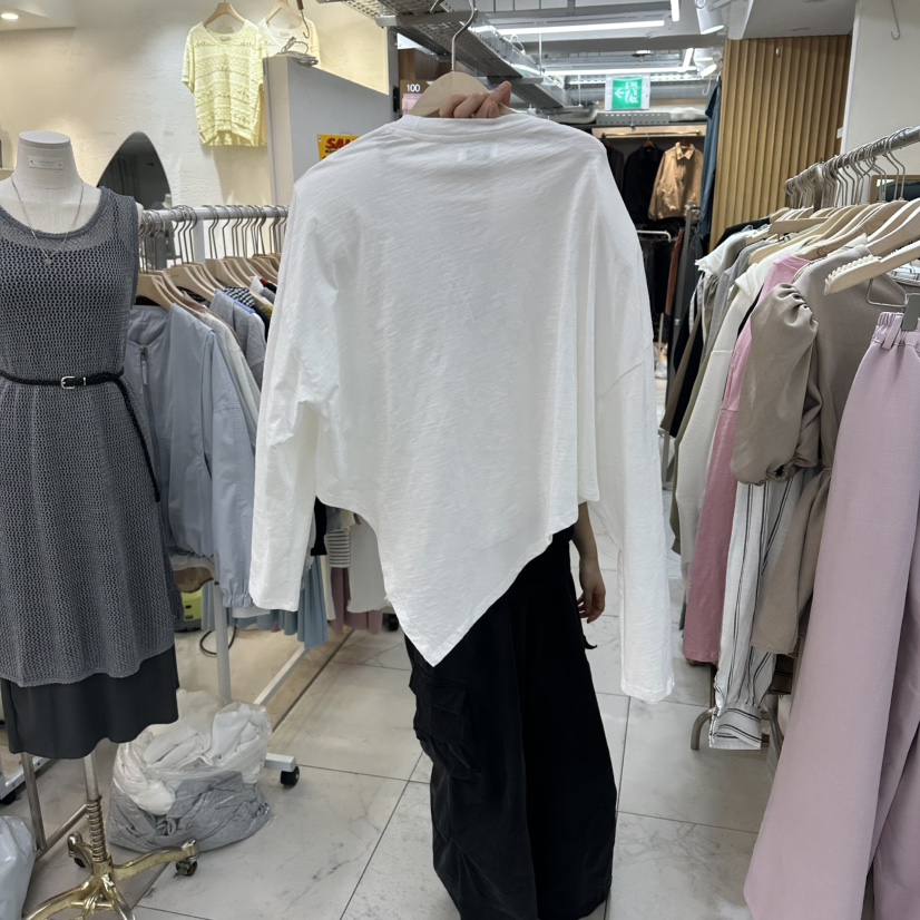 SAGE BRUSH韓國東大門直郵女士新品休閑時尚長袖T恤不對稱SAGE BRUSH長袖T恤