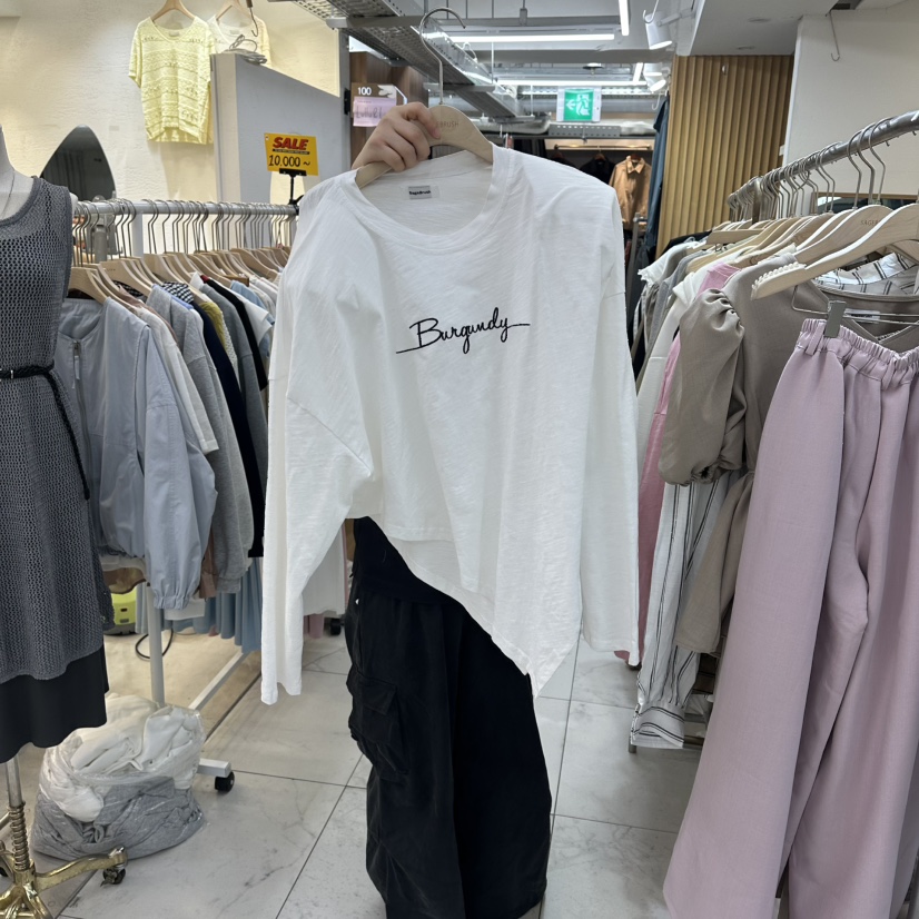 SAGE BRUSH韓國東大門直郵女士新品休閑時尚長袖T恤不對稱SAGE BRUSH長袖T恤圖色1