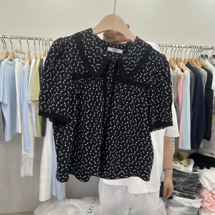 LELEN韓國東大門直郵女士新款熱賣人氣時尚襯衫蕾絲衫小碎花LELEN襯衫/蕾絲衫圖色2
