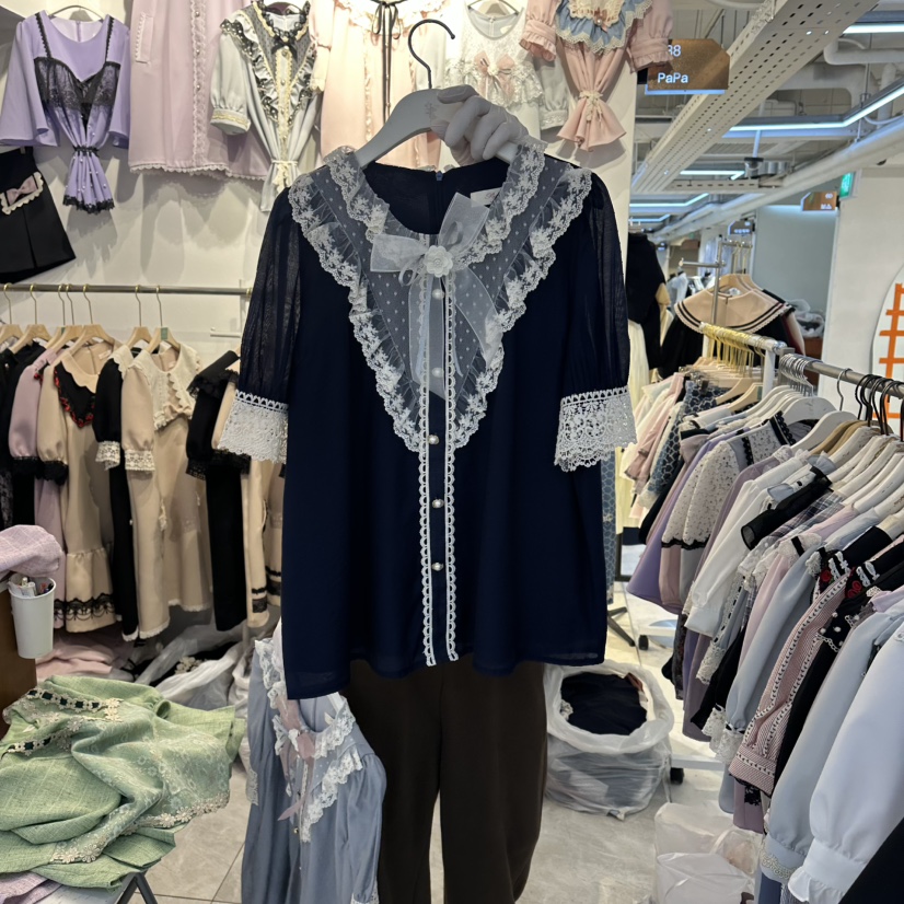 PAPA韓國直郵女裝新款26夏季推薦人氣休閑時尚襯衫蕾絲衫Papaine/HALMADE襯衫/蕾絲衫圖色3