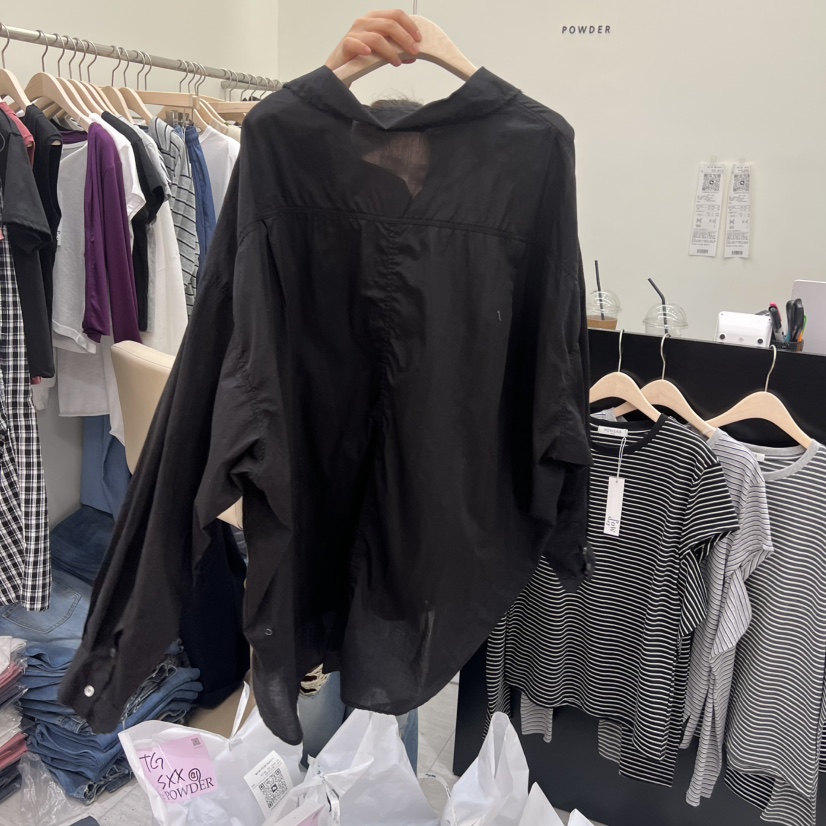 POWDER韓國直郵女裝新品26夏季熱賣時尚推薦職業襯衫蕾絲衫POWDER襯衫/蕾絲衫