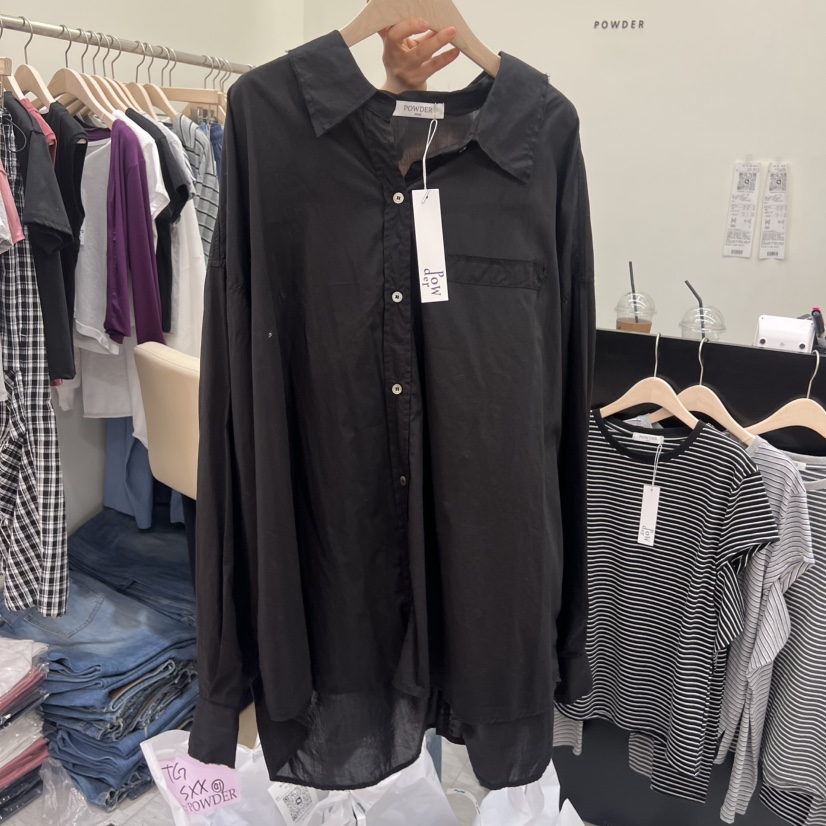 POWDER韓國直郵女裝新品26夏季熱賣時尚推薦職業襯衫蕾絲衫POWDER襯衫/蕾絲衫圖色1