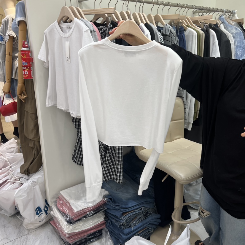 POWDER韓國直郵女裝新品熱賣推薦休閑職業時尚26春夏長袖T恤POWDER長袖T恤