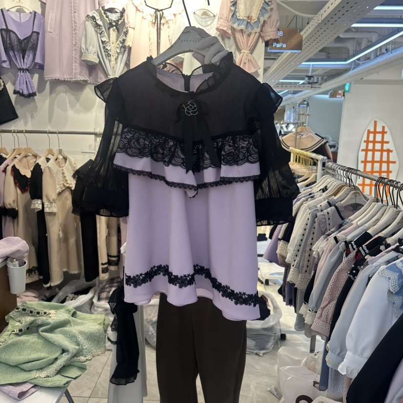 PAPA韓國代購女士新品休閑人氣26春夏推薦26夏季襯衫蕾絲衫Papaine/HALMADE襯衫/蕾絲衫圖色1