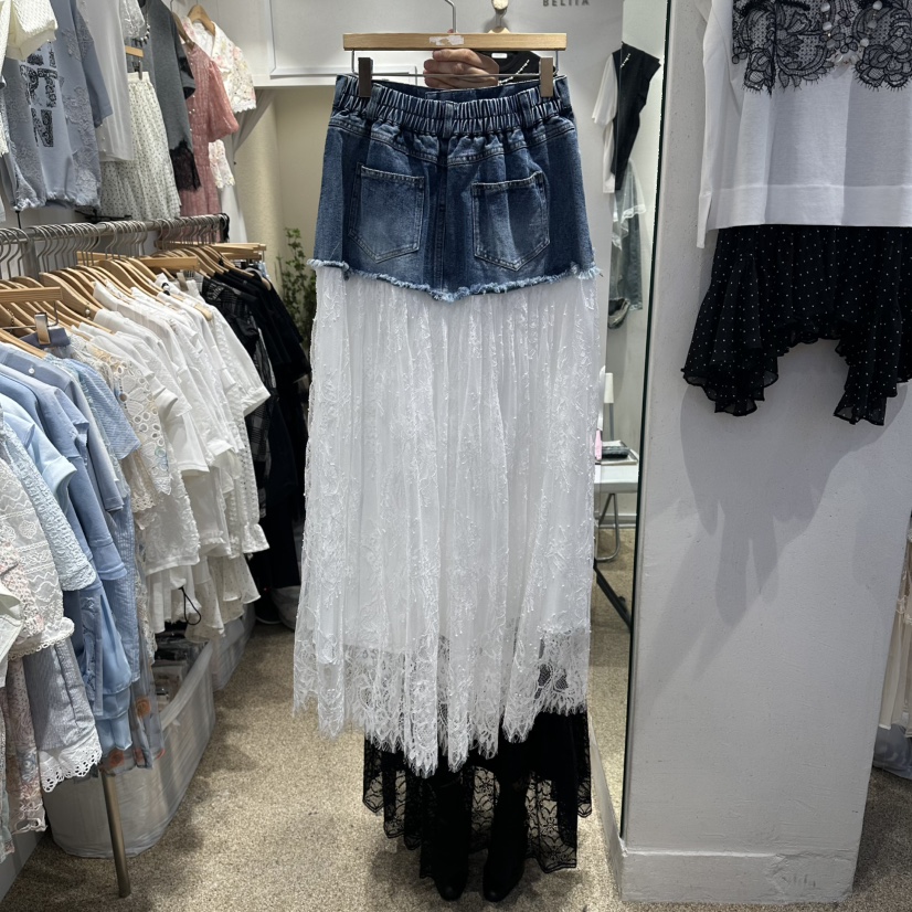 BELITA韓國直郵女裝新品職業人氣時尚26春夏26夏季長裙蕾絲BELITA長裙