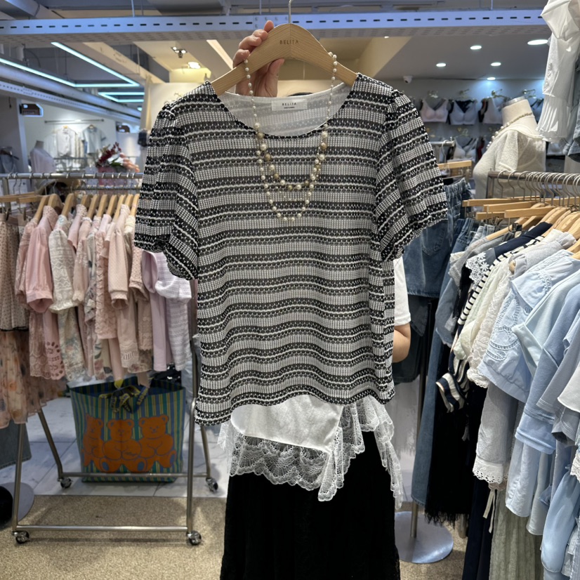 BELITA韓國直郵女士新款26夏季人氣休閑26春夏襯衫蕾絲衫BELITA襯衫/蕾絲衫圖色2