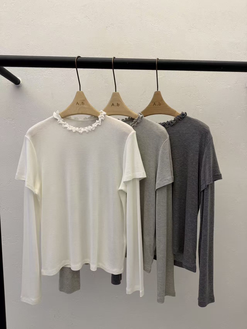 AUTUMN BEIGE-Q韓國直郵實拍女裝新款休閑長袖T恤假兩件A.b/AUTUMN BEIGE長袖T恤