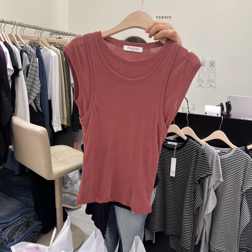 POWDER韓國直郵女士新款26夏季時尚26春夏人氣休閑推薦T恤POWDERT恤圖色1