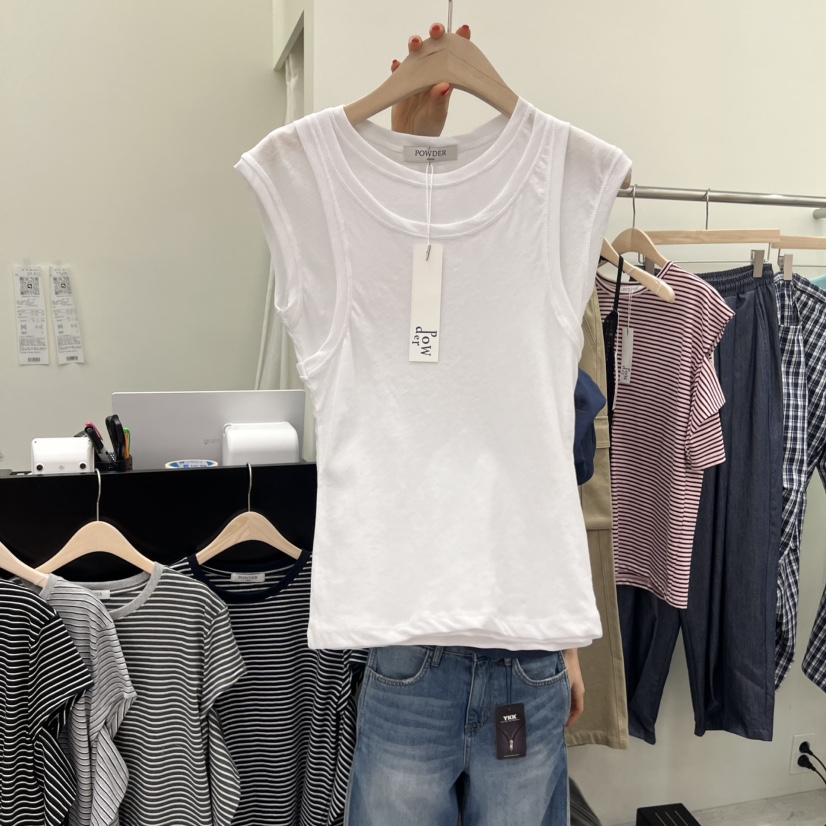 POWDER韓國直郵女士新款26夏季時尚26春夏人氣休閑推薦T恤POWDERT恤圖色3