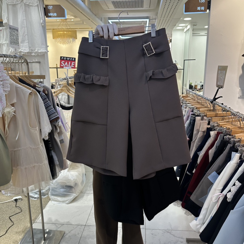 PAPA韓國直郵女裝新品人氣26春夏休閑熱賣職業26夏季短褲Papaine/HALMADE短褲圖色2