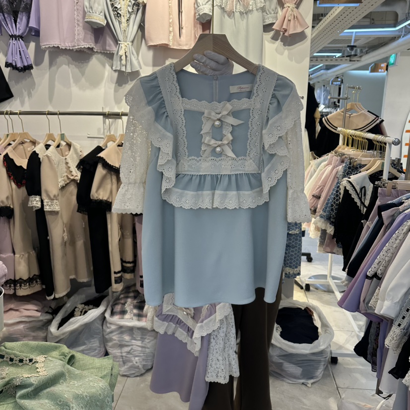 PAPA韓國代購女士新品26春夏職業推薦時尚熱賣襯衫蕾絲衫Papaine/HALMADE襯衫/蕾絲衫圖色2