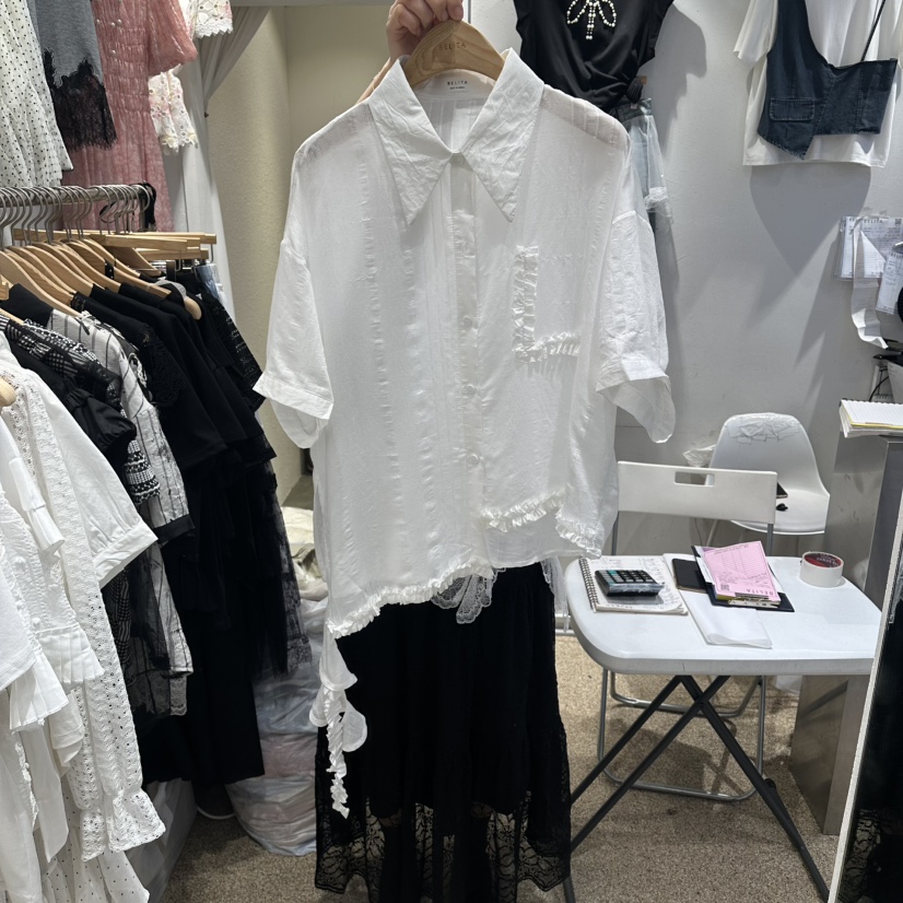 BELITA東大門實拍韓國女裝新品26春夏26夏季襯衫蕾絲衫印花BELITA襯衫/蕾絲衫圖色1
