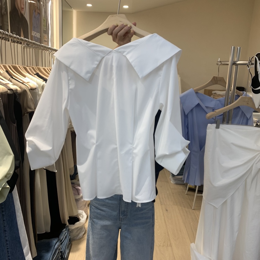 ARCHER韓國直郵女士新品推薦26春夏時尚人氣襯衫蕾絲衫褶皺ARCHER襯衫/蕾絲衫