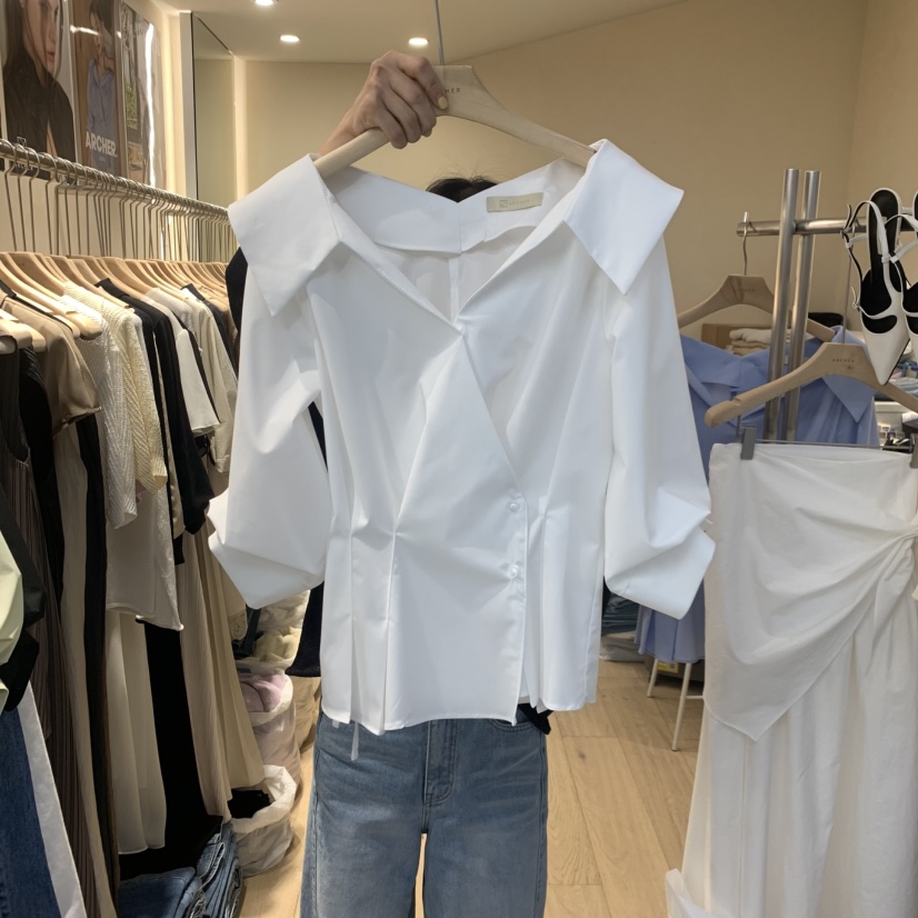 ARCHER韓國直郵女士新品推薦26春夏時尚人氣襯衫蕾絲衫褶皺ARCHER襯衫/蕾絲衫圖色1