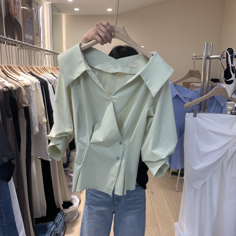 ARCHER韓國直郵女士新品推薦26春夏時尚人氣襯衫蕾絲衫褶皺ARCHER襯衫/蕾絲衫圖色2