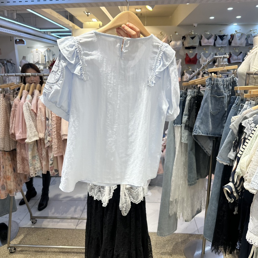 BELITA東大門實拍韓國女裝新款時尚熱賣推薦襯衫蕾絲衫刺繡BELITA襯衫/蕾絲衫