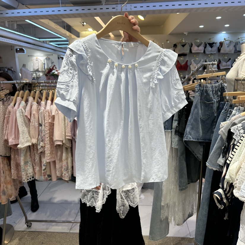 BELITA東大門實拍韓國女裝新款時尚熱賣推薦襯衫蕾絲衫刺繡BELITA襯衫/蕾絲衫圖色2