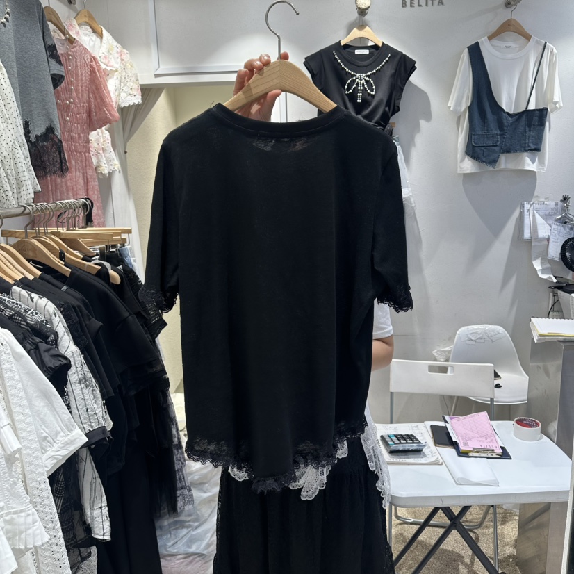 BELITA韓國直郵女裝新品熱賣職業人氣推薦時尚26春夏T恤蕾絲BELITAT恤