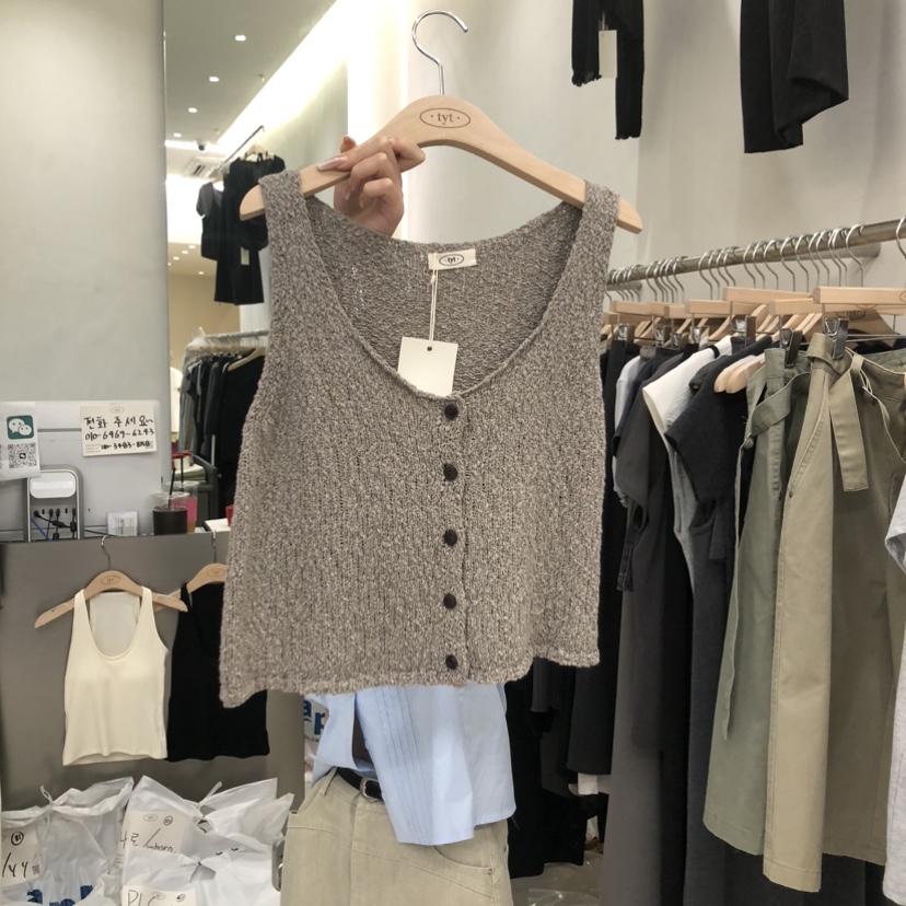 TAKE YOUE TIME韓國直郵實拍女裝新款熱賣吊帶背心無袖針織衫TAKE YOUE TIME吊帶/背心圖色1