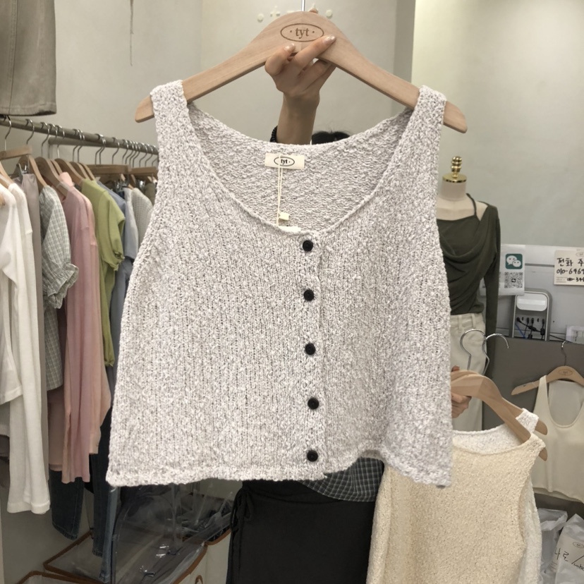 TAKE YOUE TIME韓國直郵實拍女裝新款熱賣吊帶背心無袖針織衫TAKE YOUE TIME吊帶/背心圖色4